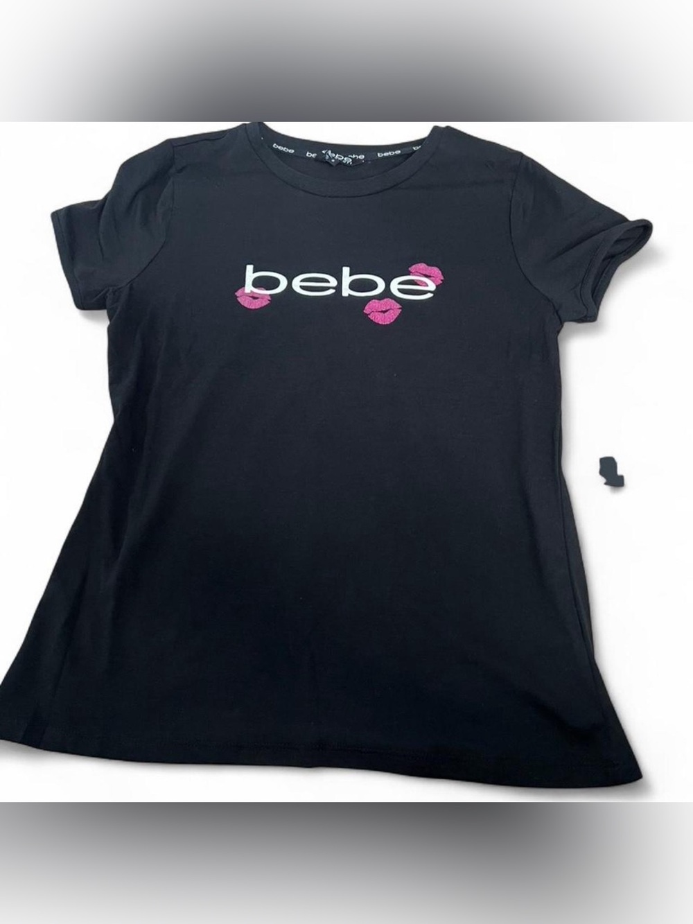 NWT Y2K Bebe Sport Logo T Shirt with Pink Lip Detail